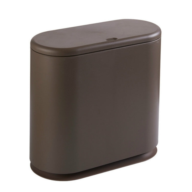 9L Home Double-Barrel Oval Plastic Trash Can with Lid Cover