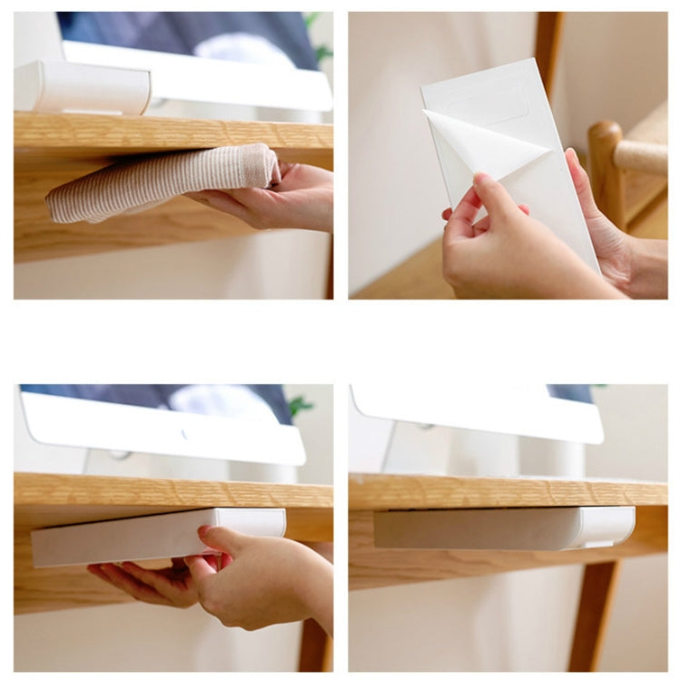 2 PCS Home Bottom Drawer Storage Box Student Stationery Box Desk Hidden Paste Debris Storage Box