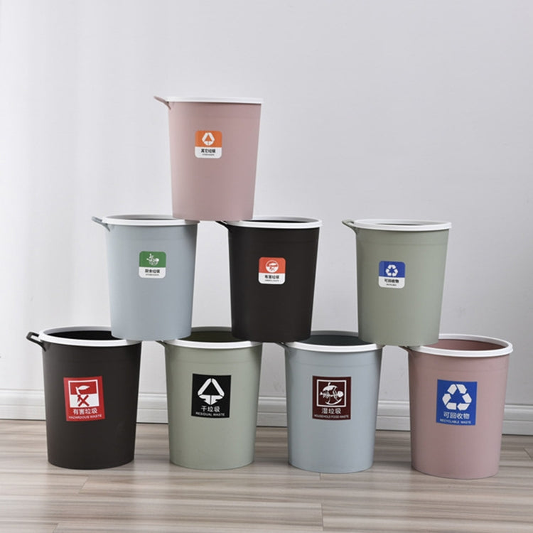 5 PCS 8.2L Office Kitchen Household Wet and Dry Sorting Sanitary Bucket Round Trash Can with Handle