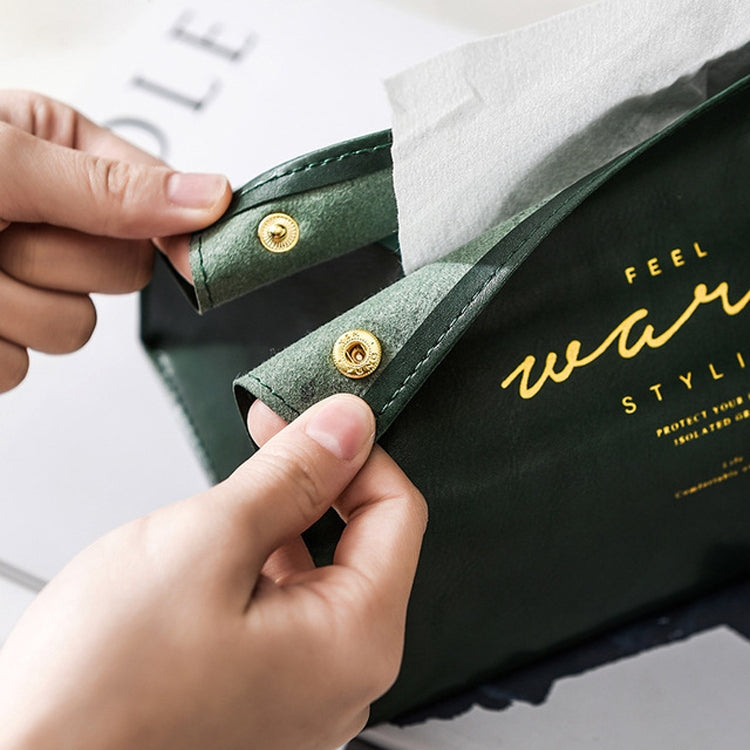 Retro PU Leather Snap-on Drawer Box Home Car Tissue Box