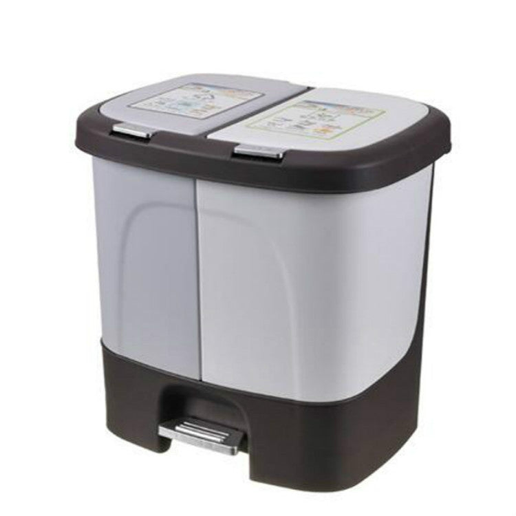 20L Household Kitchen Pedal / Hand Press Multifunctional Push-type Double-Barrel Sorting Trash Can
