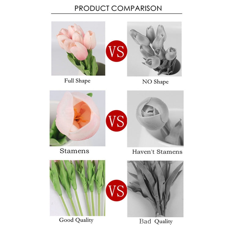 10 PCS Simulation PU Mini Tulip Artificial Flowers Silk Flowers Wedding Home Fake Flowers