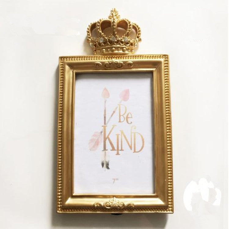 Luxury Baroque Style Gold Crown Decor Creative Resin Picture Desktop Frame Photo Frame