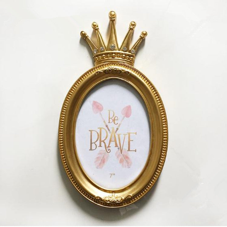 Luxury Baroque Style Gold Crown Decor Creative Resin Picture Desktop Frame Photo Frame