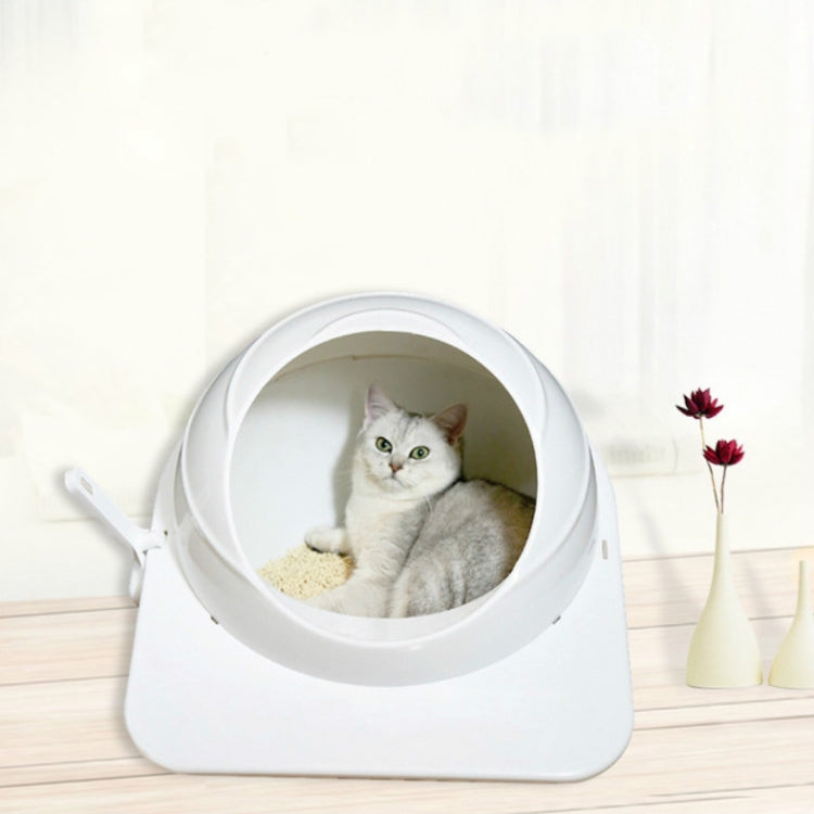 Cat Litter Box Pet Large Enclosed Toilet(White)