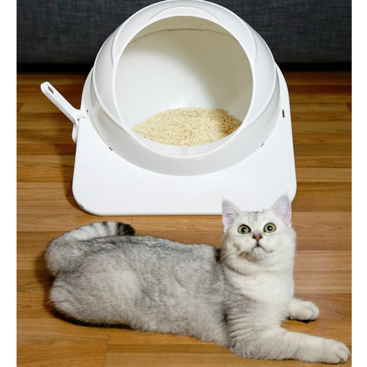 Cat Litter Box Pet Large Enclosed Toilet(White)