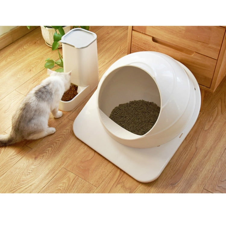 Cat Litter Box Pet Large Enclosed Toilet(White)