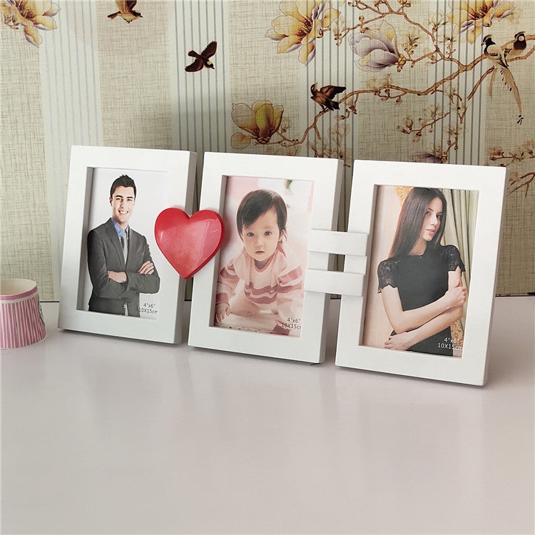 European Minimalist Creative Siamese Photo Frame Plastic Children Photo Frame, Style:Love 3 Holes 6 Inches