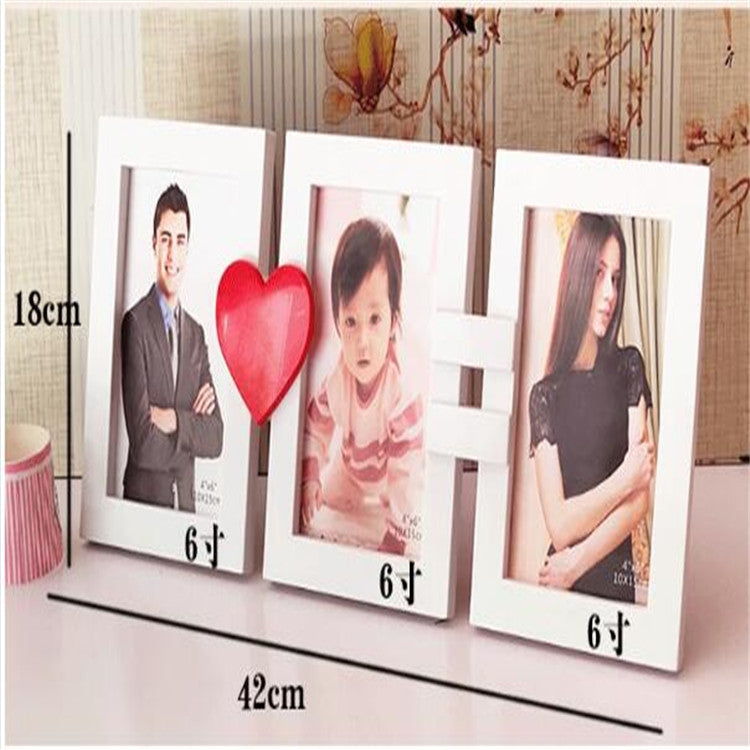European Minimalist Creative Siamese Photo Frame Plastic Children Photo Frame, Style:Love 3 Holes 6 Inches
