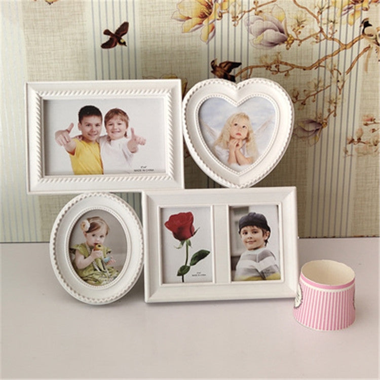 European Minimalist Creative Siamese Photo Frame Plastic Children Photo Frame, Style:Conjoined 5-hole S-E