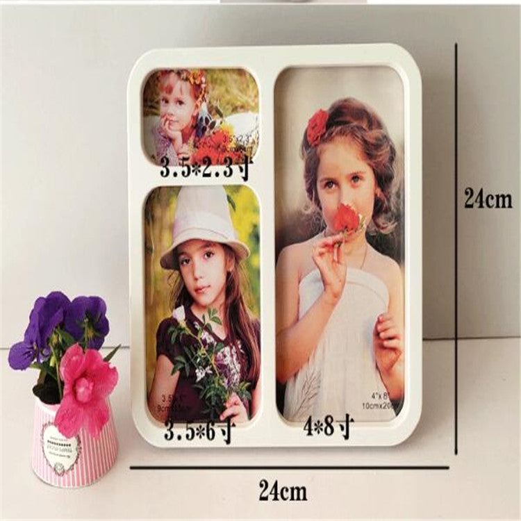 European Minimalist Creative Siamese Photo Frame Plastic Children Photo Frame, Style:Plane 3 Holes