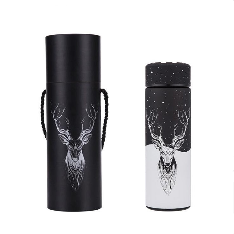 Deer Pattern Insulated Thermos Vacuum Bottle Stainless Steel Thermos Cup Thermal bottle with Tea Strainer, Capacity:500m with Gift box