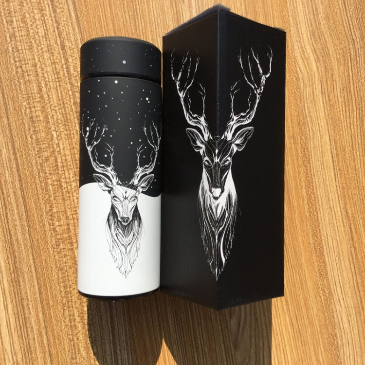 Deer Pattern Insulated Thermos Vacuum Bottle Stainless Steel Thermos Cup Thermal bottle with Tea Strainer, Capacity:500m with Gift box