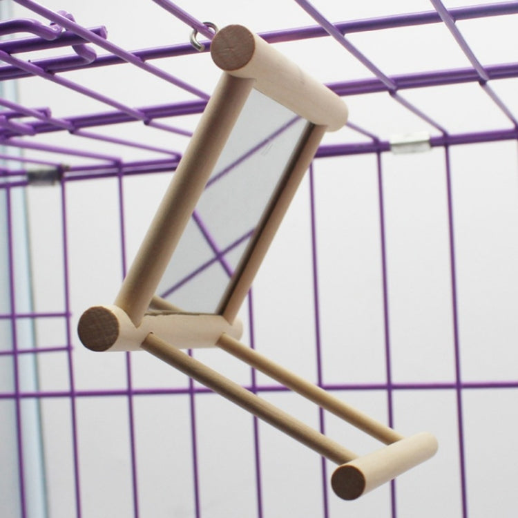 Wooden Pet Toy Mirror Toy Parrot Toys Climb Accessories for Cockatiel Parrots Small Birds
