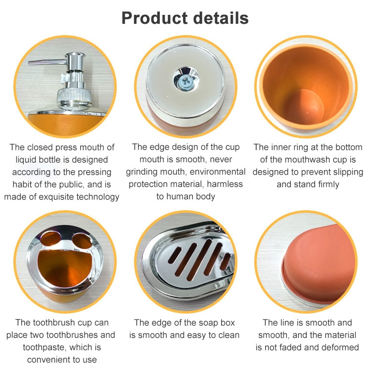 6 In 1 Bathroom Cup Toothbrush Holder Hand Sanitizer Bottle Soap Holder Toilet Brush Waste Bins Set