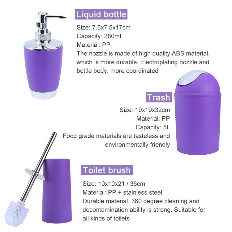 6 In 1 Bathroom Cup Toothbrush Holder Hand Sanitizer Bottle Soap Holder Toilet Brush Waste Bins Set