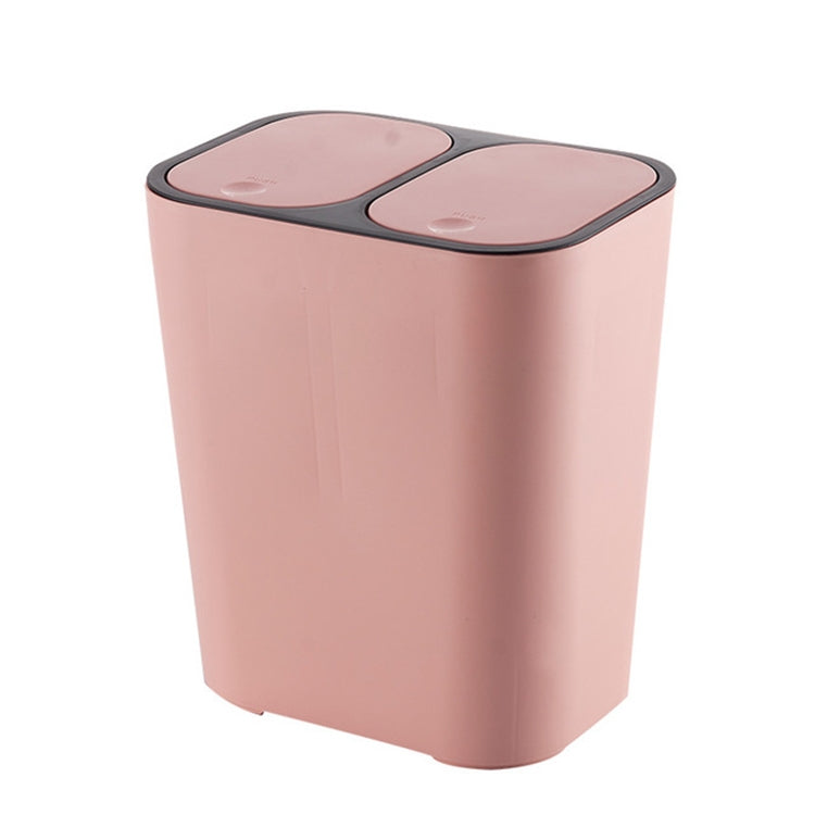 Household Office Kitchen Push-type Garbage Bucket Wet and Dry Classification Double-Barrel Plastic Trash Can with Spring Cover Lip