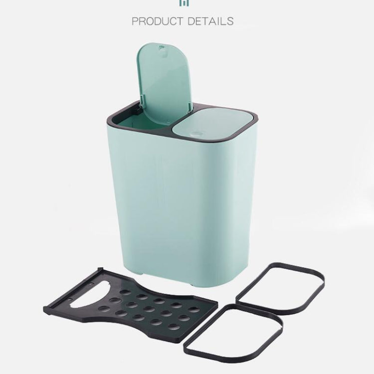 Household Office Kitchen Push-type Garbage Bucket Wet and Dry Classification Double-Barrel Plastic Trash Can with Spring Cover Lip