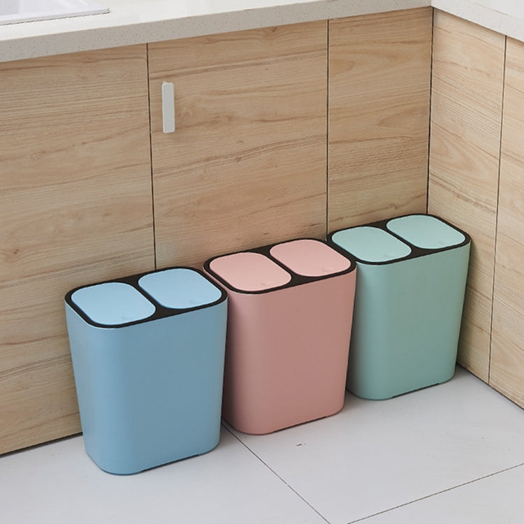 Household Office Kitchen Push-type Garbage Bucket Wet and Dry Classification Double-Barrel Plastic Trash Can with Spring Cover Lip