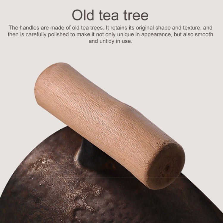 Gilt Glazed Wooden Handle Filter Tea Cup, Style:007 Wooden Handle Three-piece Set + Small Disc
