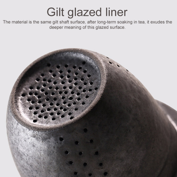 Gilt Glazed Wooden Handle Filter Tea Cup, Style:007 Three-piece Set + Small Disc