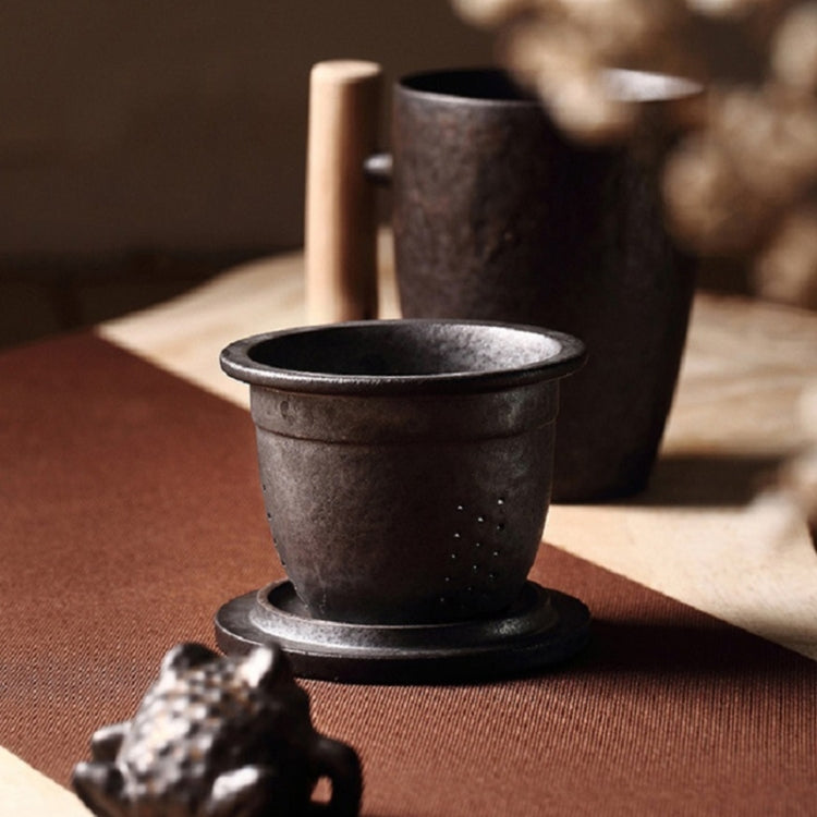 Gilt Glazed Wooden Handle Filter Tea Cup, Style:008