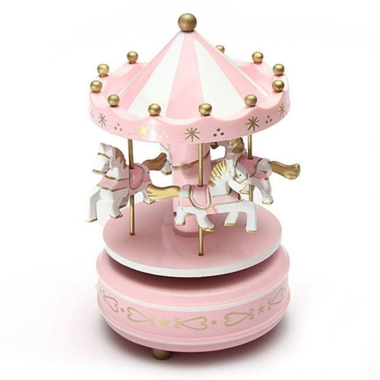 2 PCS Wooden Music Box Toy Home Decor Carousel Horse Music Box