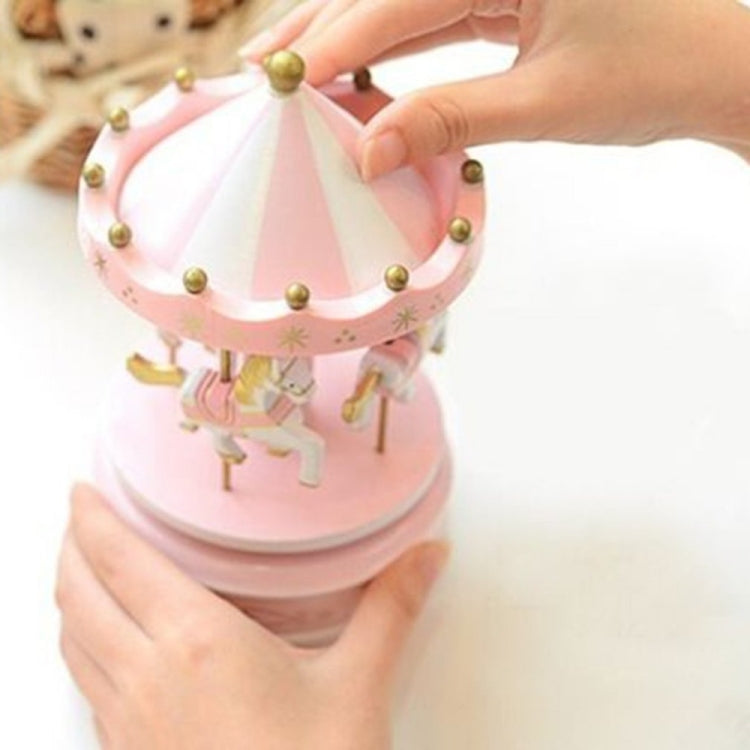 2 PCS Wooden Music Box Toy Home Decor Carousel Horse Music Box