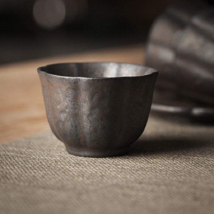 Vintage Gilt Ceramic Small Teacup Coaster, Style:Eight Petal Cup