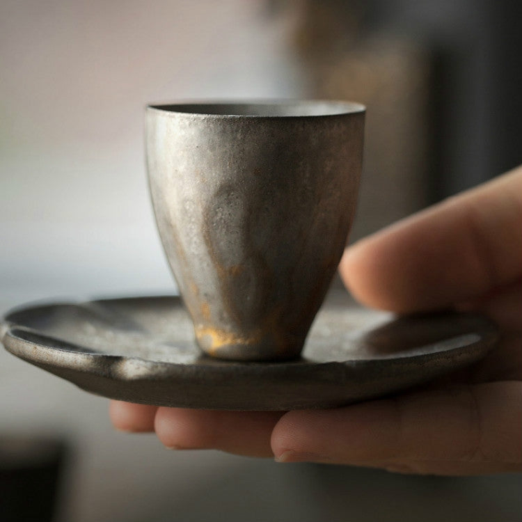 Vintage Gilt Ceramic Small Teacup Coaster, Style:Flowing Cup