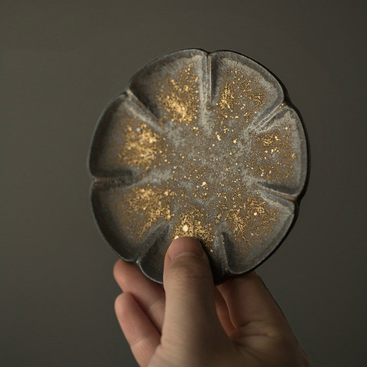 Vintage Gilt Ceramic Small Teacup Coaster, Style:Lotus Coaster