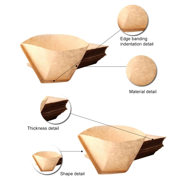 100 PCS/Bag Wooden Original Hand Drip Paper Coffee Filter Coffee Filter Pack Tea Bag Strainer