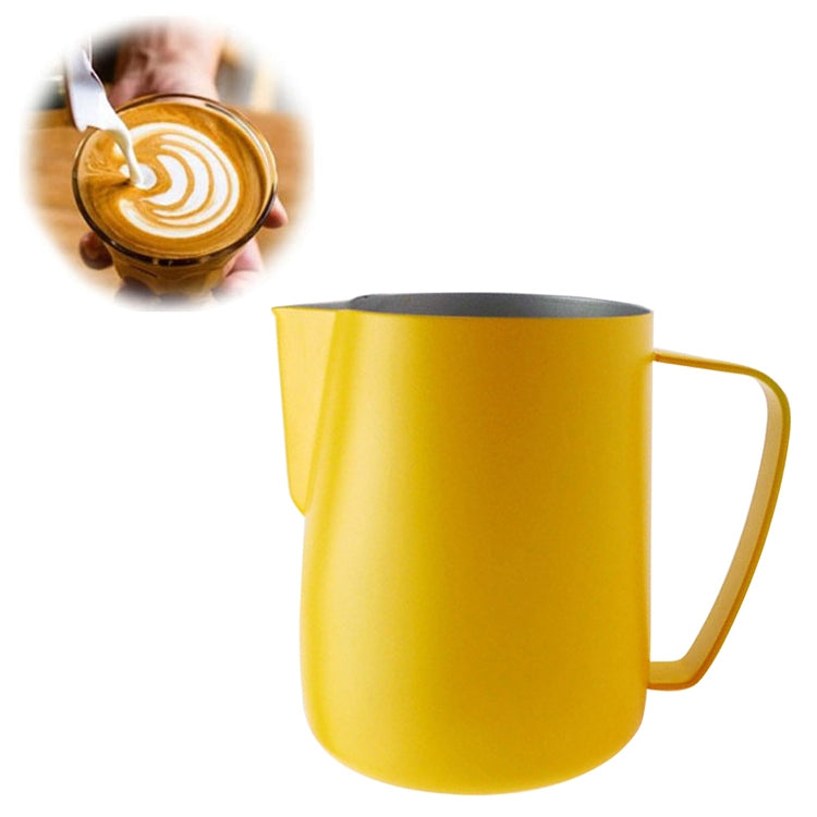 Milk Jug 0.3-0.6L Stainless Steel Frothing Pitcher Pull Flower Cup Coffee Milk Frother Latte Art Milk Foam Tool Coffeware, Capacity:600ml