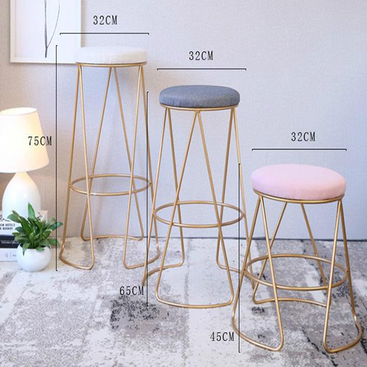 Nordic Minimalist Creative Wrought Iron Cafe High Chair, Size:65cm