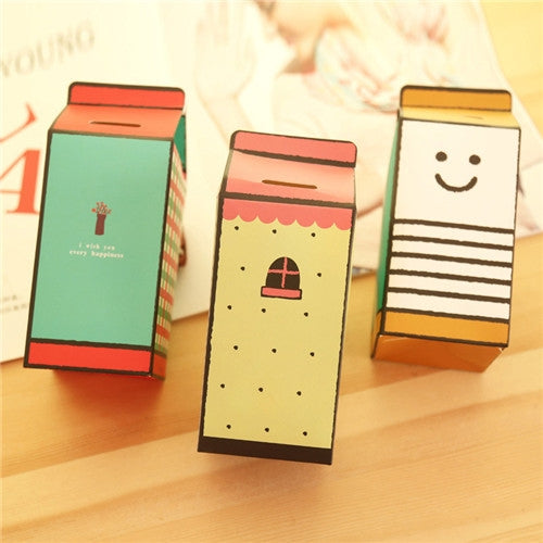 3 PCS Milk DesignCute Paper Bank Piggy Bank Children Toys Gift Home Decoration, Style Randomly Delivery