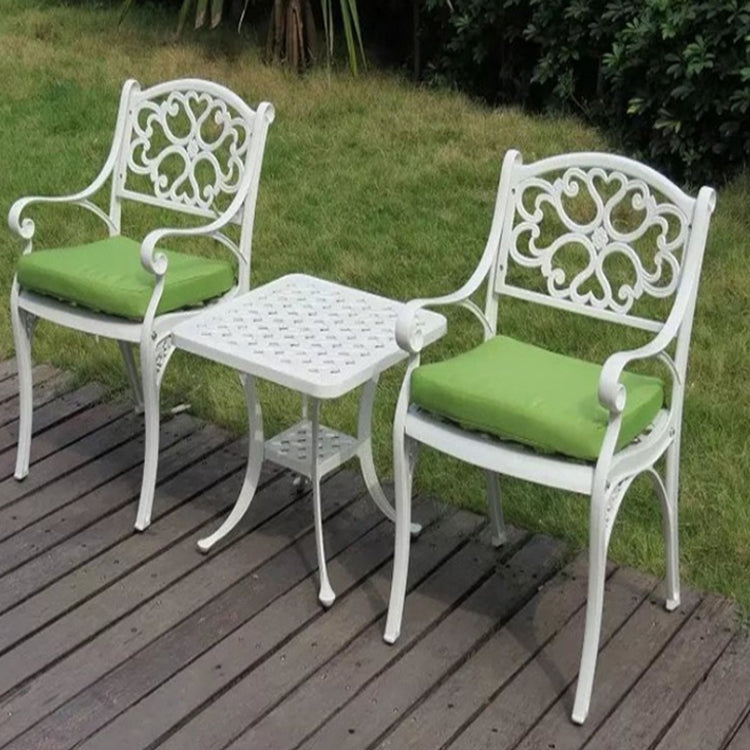 European Simple Casual Outdoor Iron Cast Aluminum Outdoor Small Round Table(White)