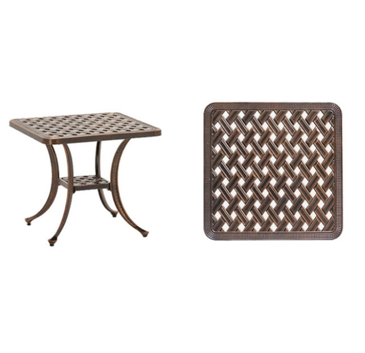 European Simple Casual Outdoor Iron Cast Aluminum Outdoor Small Round Table(White)