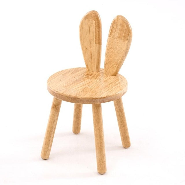Home Cartoon Wooden Bench Creative Baby Dining Chair Children Learning Chair Rabbit Ears Small Stool