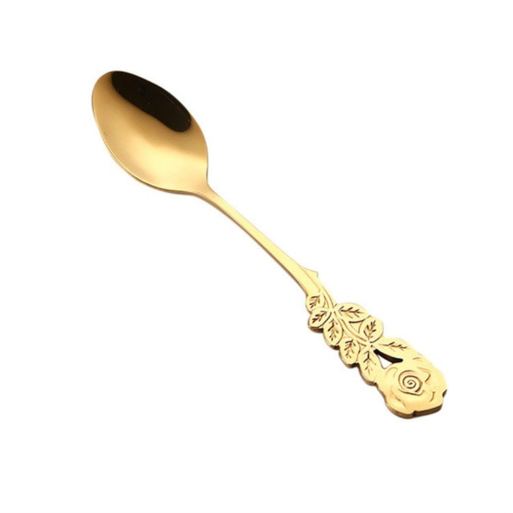 Small Mini Stainless Steel Rose Flower Coffee Spoon Strring Spoon Teaspoon Tea Spoon Dessert Spoon Long Handle Tableware