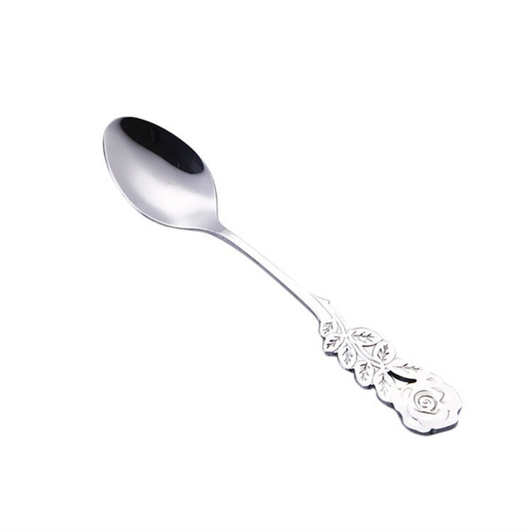 Small Mini Stainless Steel Rose Flower Coffee Spoon Strring Spoon Teaspoon Tea Spoon Dessert Spoon Long Handle Tableware