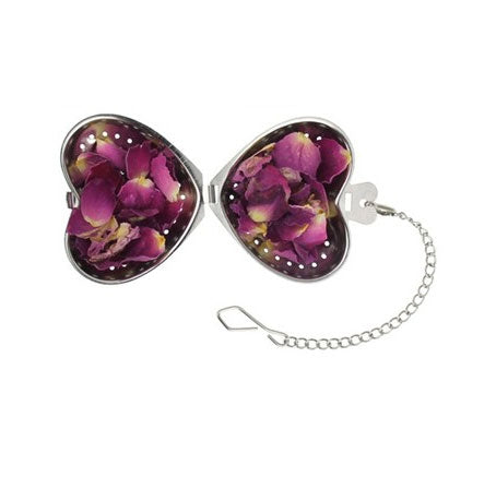 2 PCS Heart Shaped Tea Infuser Spoon Strainer Stainless Steel Steeper Handle Shower