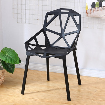 2 PCS Fashion Simple Modern Plastic Backrest Chair Openwork Dining Chair