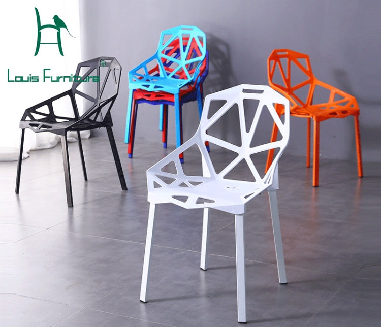 2 PCS Fashion Simple Modern Plastic Backrest Chair Openwork Dining Chair