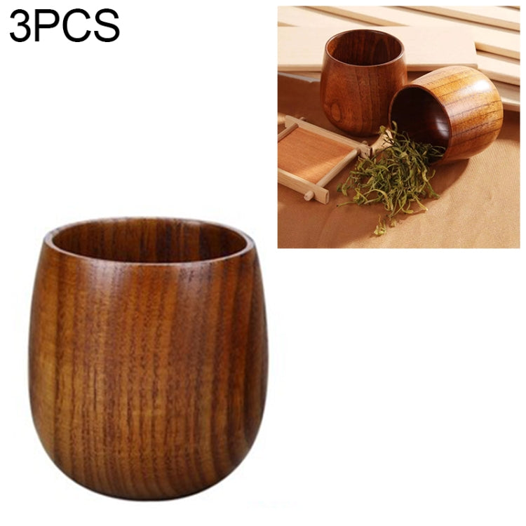 3 PCS Wood Cup Primitive Handmade Natural Spruce Wooden Tea Cup, Size:7.5CM*8.0CM