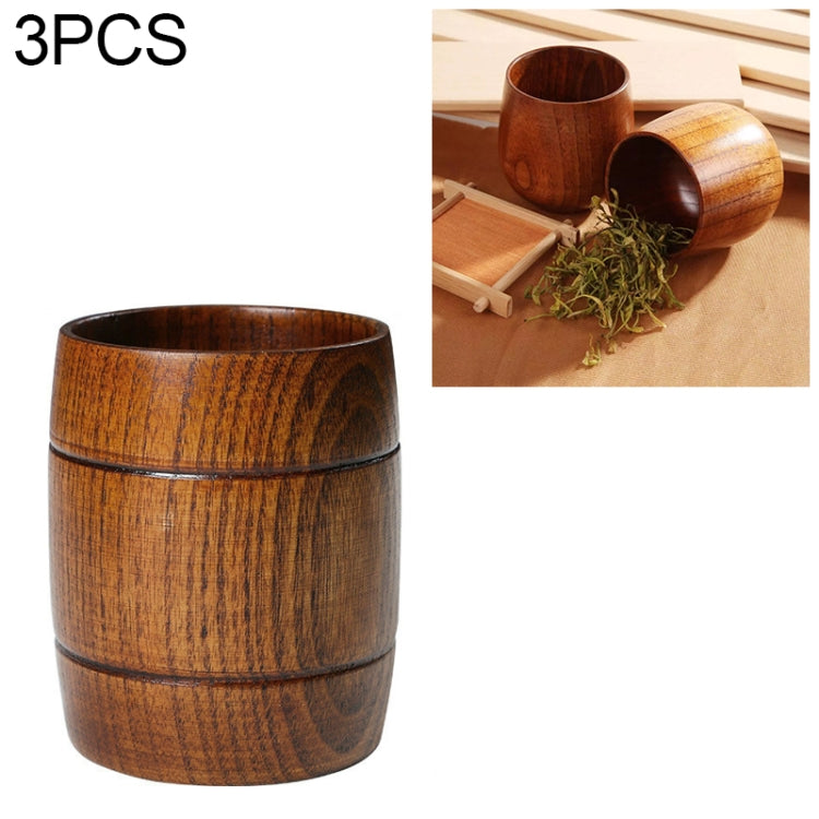 3 PCS Wood Cup Primitive Handmade Natural Spruce Wooden Tea Cup, Size:7.8CM*10.2CM
