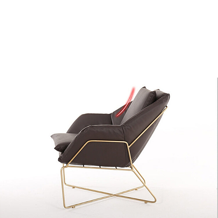 Iron Art Modern Simple Balcony Living Room Lazy Sofa, Color:Gold Feet + Leather Cushion