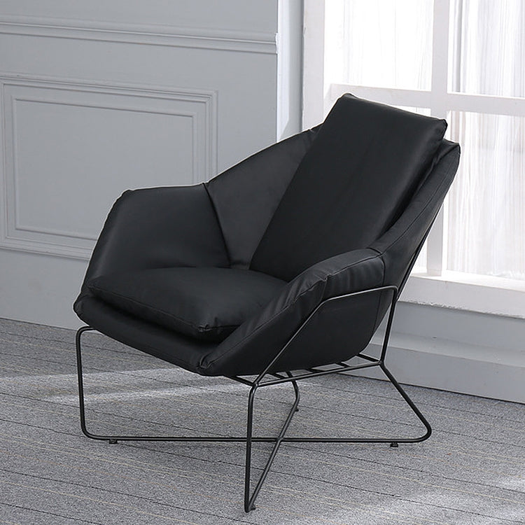 Iron Art Modern Simple Balcony Living Room Lazy Sofa, Color:Black Foot + Gray Leather Cushion