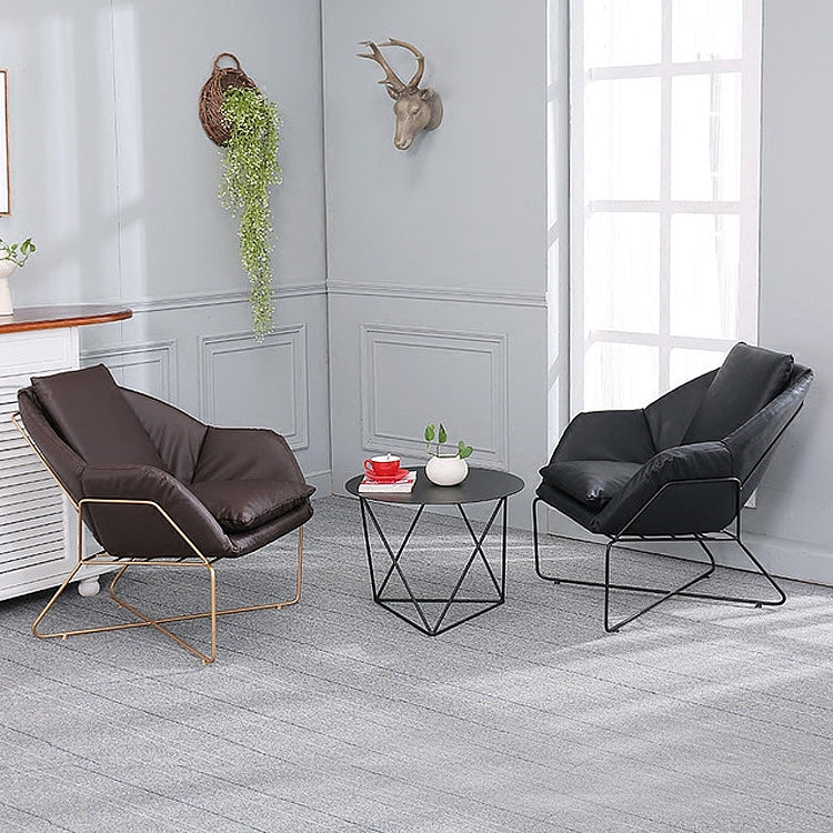 Iron Art Modern Simple Balcony Living Room Lazy Sofa, Color:Black Foot + Gray Leather Cushion
