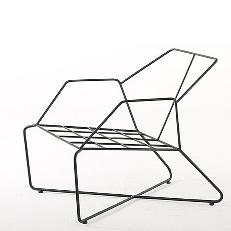 Iron Art Modern Simple Balcony Living Room Lazy Sofa, Color:Black Foot + Gray Leather Cushion