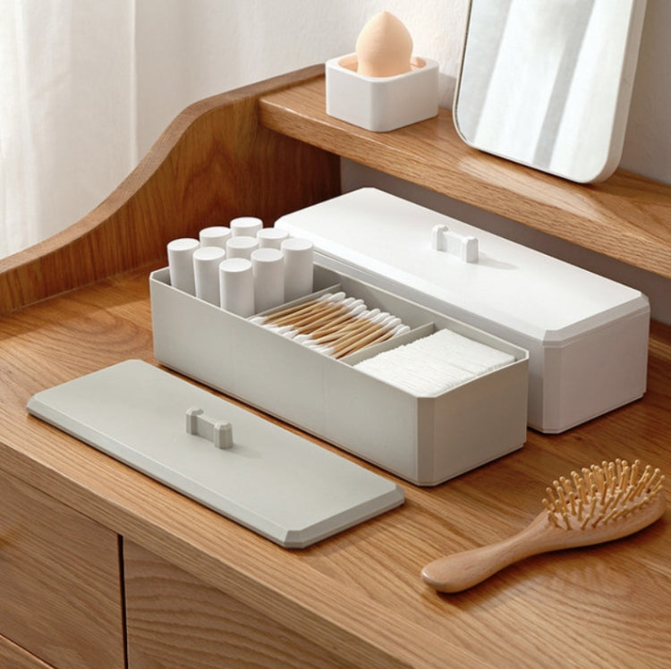 3 PCS Desktop Partition Cosmetics Storage Box Debris Finishing Box Dustproof Cotton Swab Cotton Storage Box Random Color